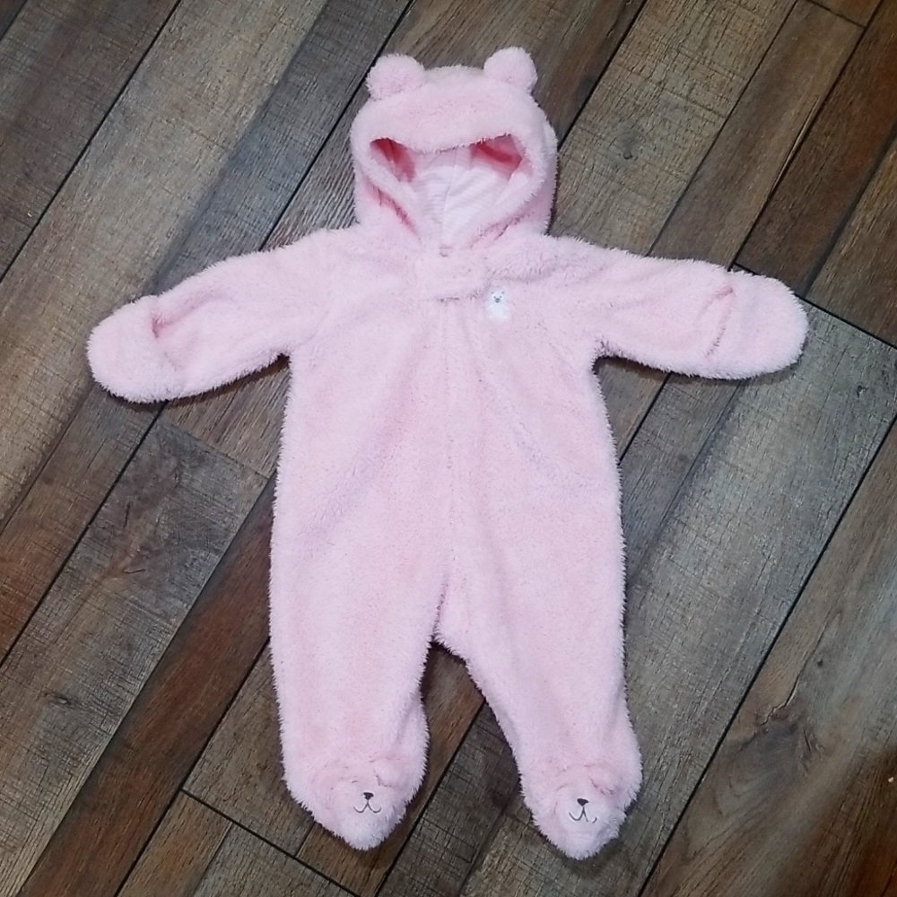 Carter's size 3 months pink bear warm fuzzy onesie